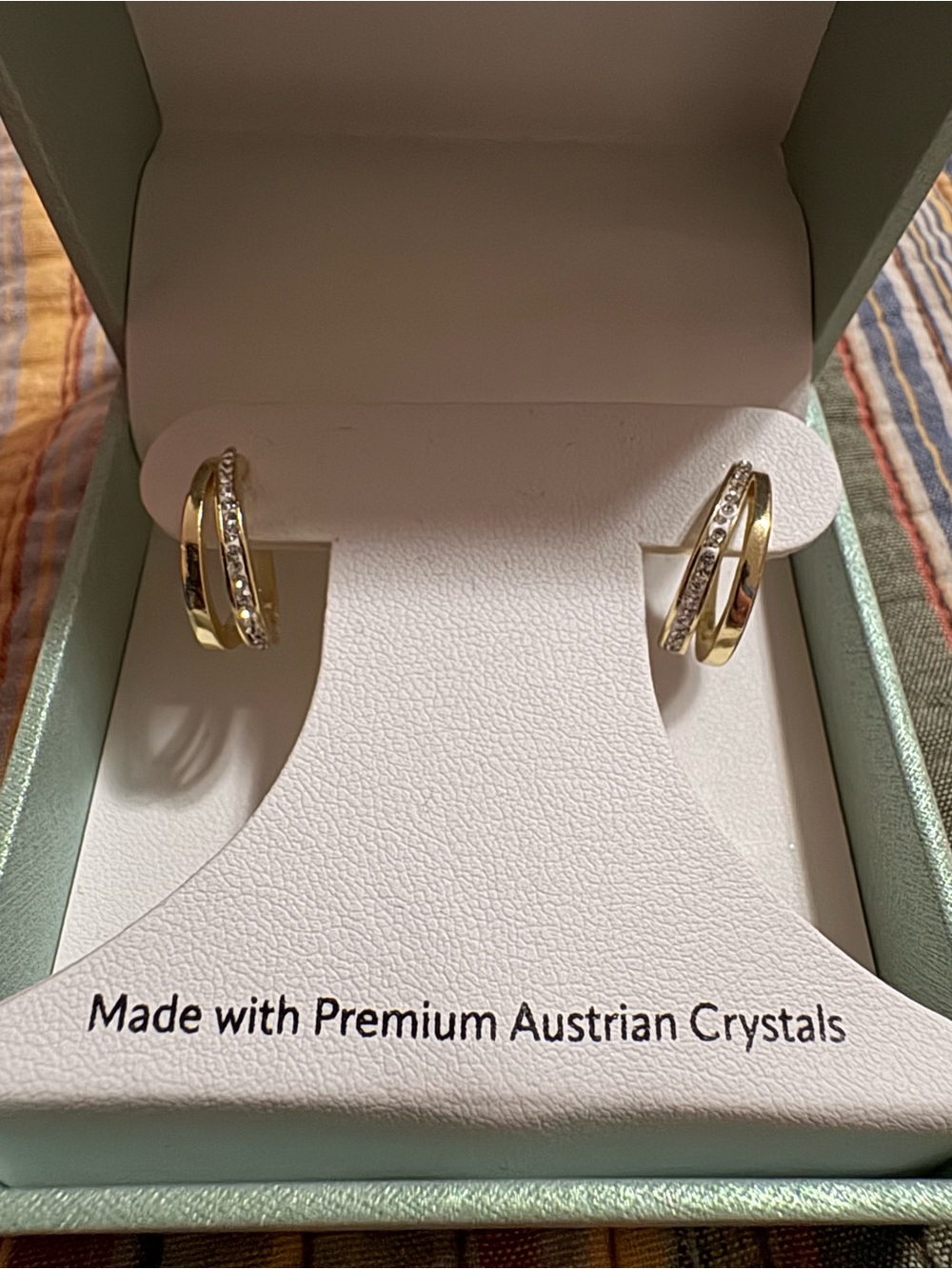Sofia James Gold Tone Crystal Hoop Earrings